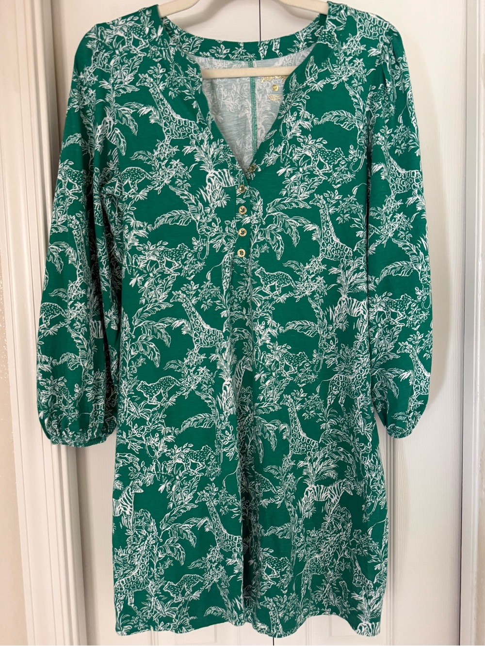 Lilly Pulitzer Green and White Jungle Print Tunic Dress